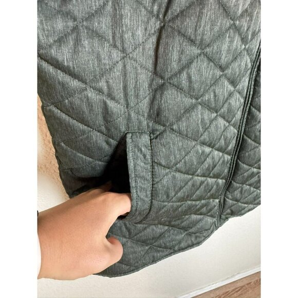 Men's Quilted Vest Size Large Weatherproof Vintage Green Pockets Outdoor - Picture 5 of 11